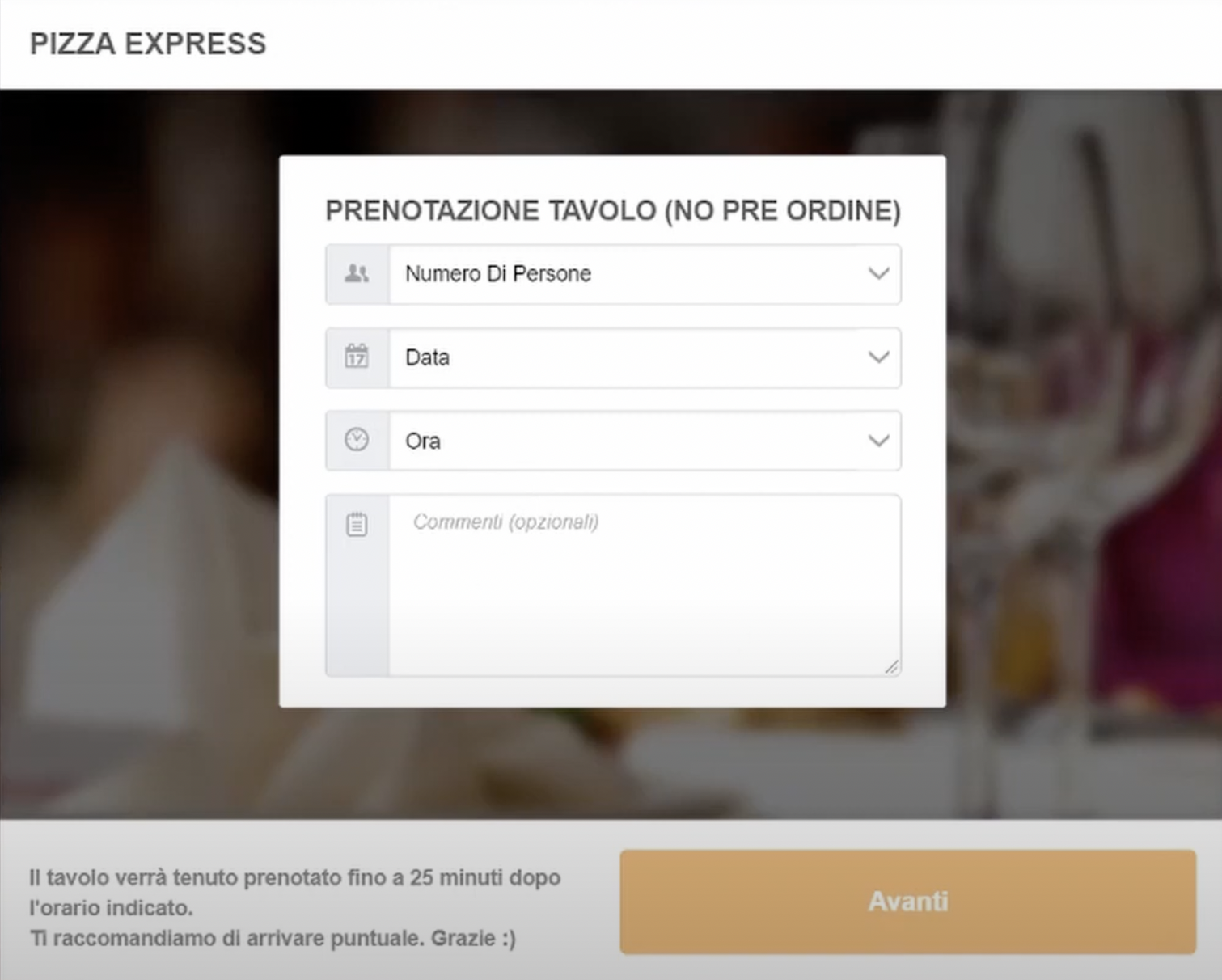 Prenotazione ordini online